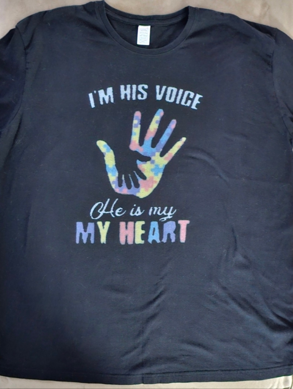 I'm His Voice He is My Heart T-Shirt, World Autism Awareness XXXL